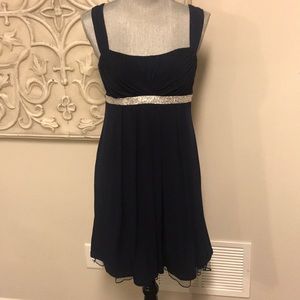 Dark blue empire waist dress